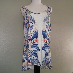 Rose & Olive Tank Sleeveless Top White Blue sz M